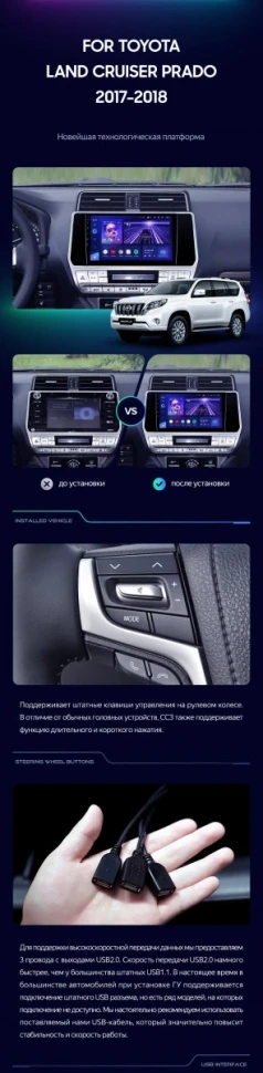 Штатная магнитола Teyes CC3 4/64 Toyota Land Cruiser Prado 150 (2017-2021)