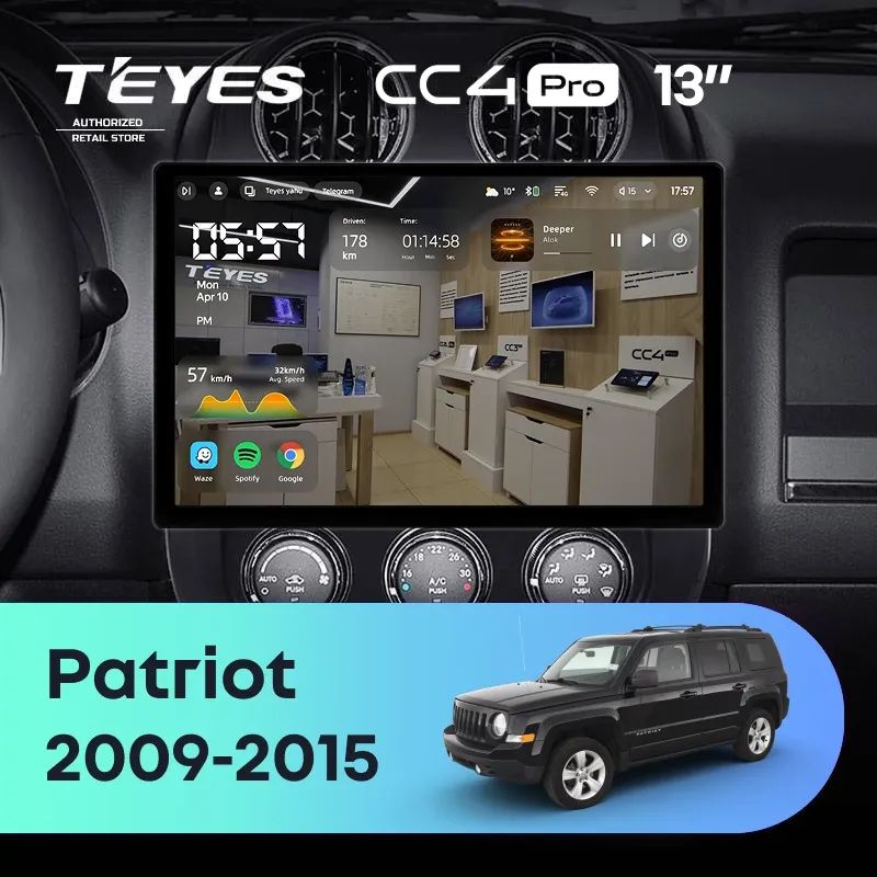 Штатная магнитола Teyes CC4 Pro 12/256 Jeep Patriot (2009-2015) (13")