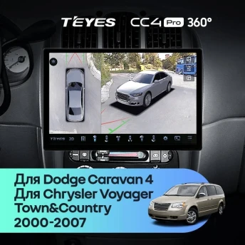 Штатная магнитола Teyes CC4 Pro 360 12/256 Chrysler Town & Country 4 RS (2000-2007) Тип-A (13")