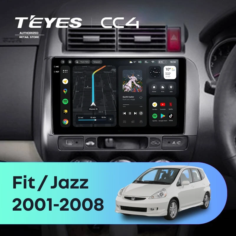Штатная магнитола Teyes CC4 6/64 Honda Fit GD (2001-2008) Правый руль