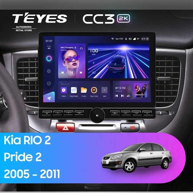 Штатная магнитола Teyes CC3 2K 6/128 Kia Rio 2 (2005-2011) F2 (13" с кнопками)