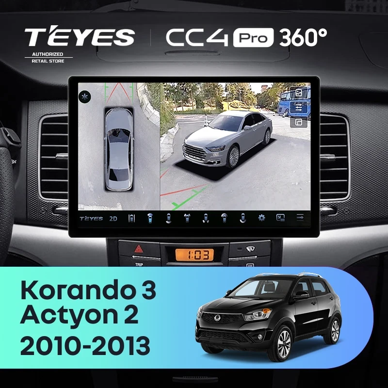 Штатная магнитола Teyes CC4 Pro 360 12/256 SsangYong Korando 3 Actyon 2 (2010-2013) (11")