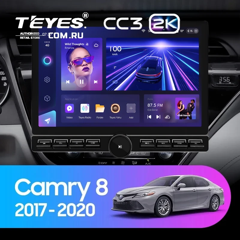 Штатная магнитола Teyes CC3 2K 6/128 Toyota Camry 8 XV 70 (2017-2020) F1 (13" с кнопками)