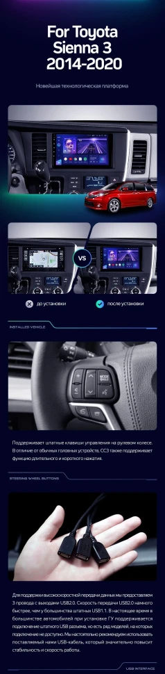 Штатная магнитола Teyes CC3 2K 4/64 Toyota Sienna 3 XL30 (2014-2020)