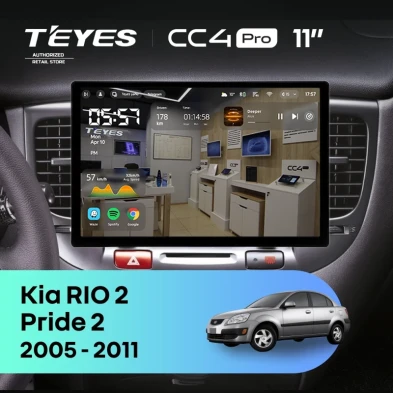 Штатная магнитола Teyes CC4 Pro 12/256 Kia Rio 2 (2005-2011) F2 (11")