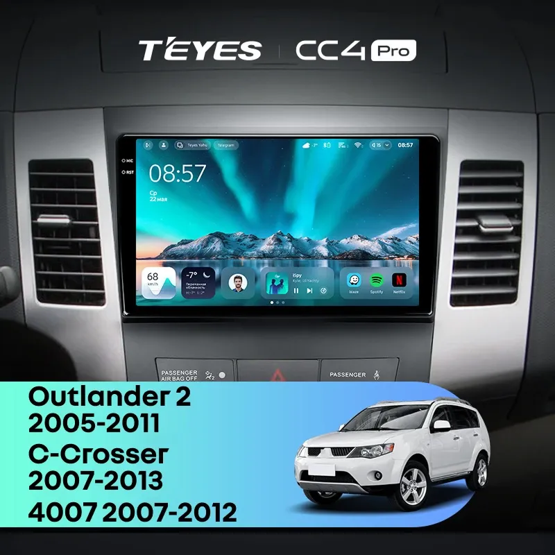 Штатная магнитола Teyes CC4 Pro 8/128 Peugeot 4007 (2007-2012) Тип-B