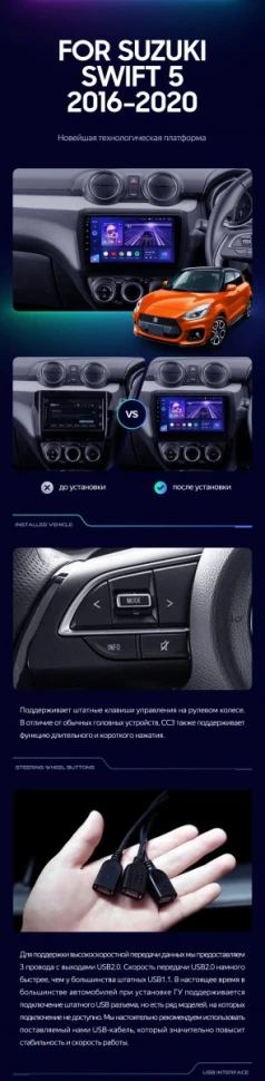 Штатная магнитола Teyes CC3 2K 360 6/128 Suzuki Swift 5 (2016-2020)
