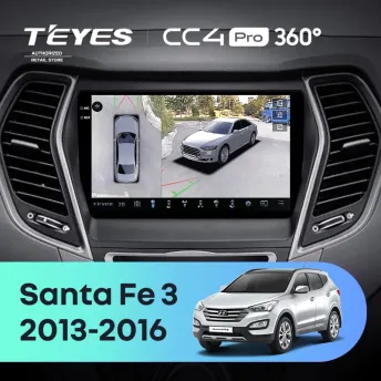 Штатная магнитола Teyes CC4 Pro 360 12/256 Hyundai Santa Fe 3 (2013-2016) Тип-C