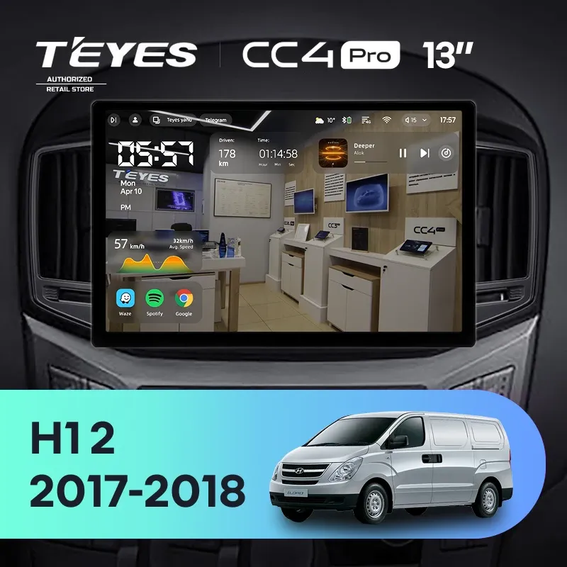 Штатная магнитола Teyes CC4 Pro 8/128 Hyundai H1 2 (2015-2021) F2 (13")