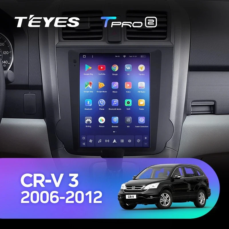 Штатная магнитола Tesla style Teyes TPRO 2 4/64 Honda CR-V 3 RE (2006-2012) Тип-A