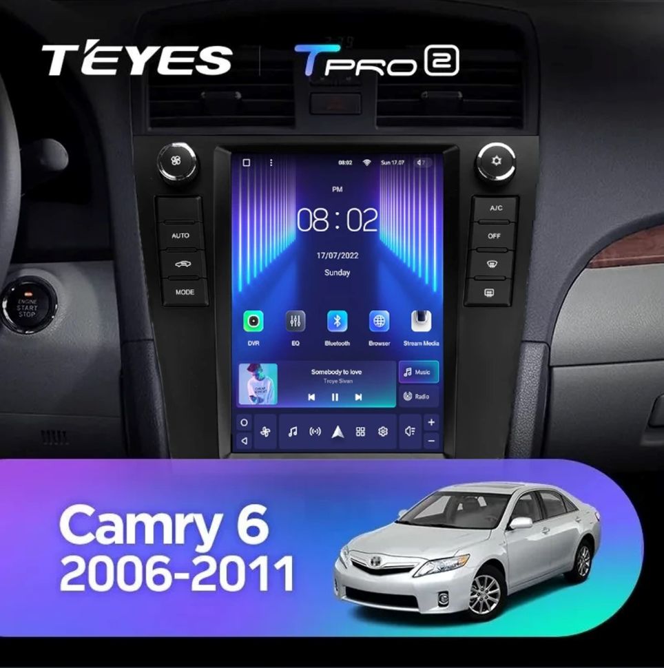 Штатная магнитола Tesla style Teyes TPRO 2 4/32 Toyota Camry 6 XV 40 (2006-2011) F2