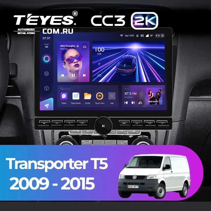 Штатная магнитола Teyes CC3 2K 6/128 Volkswagen Transporter (T5) (2009-2015) (13" с кнопками)