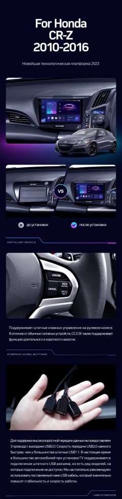 Штатная магнитола Teyes CC3 2K 360 6/128 Honda CR-Z 1 (2010-2016) Правый руль